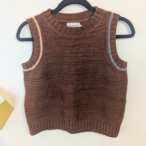 NWOT The Endery Textured Sweater Vest in pima cotton rust XS/S